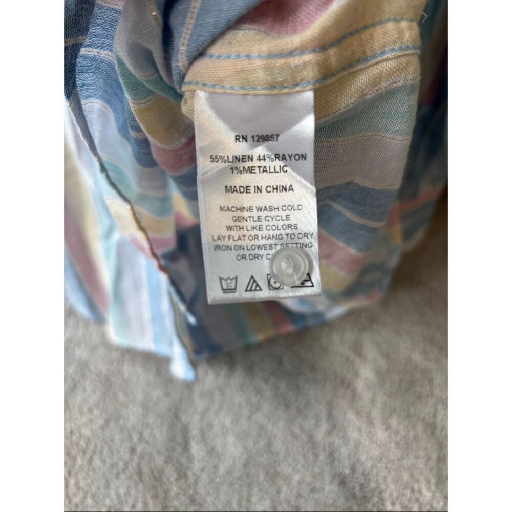 NWOT The Shirt by Rochelle Behrens boyfriend linen blend shirt Med $178 A51 - Picture 6 of 9